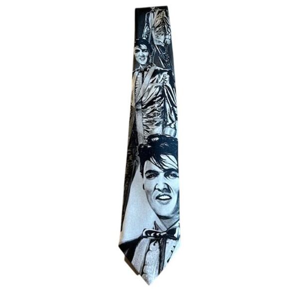 Vintage Ralph Marlin Elvis Presley Tie Black & White Portrait Design - Picture 1 of 2
